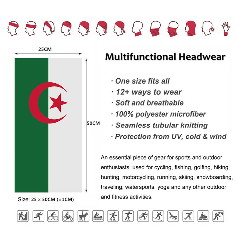 Bandeira da Argélia impressa b - Neck Gaiter Face Cover avaliação e preço